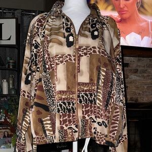 Teddi Women's Patchwork Animal Print Bomber Jacket - Brown and Black
